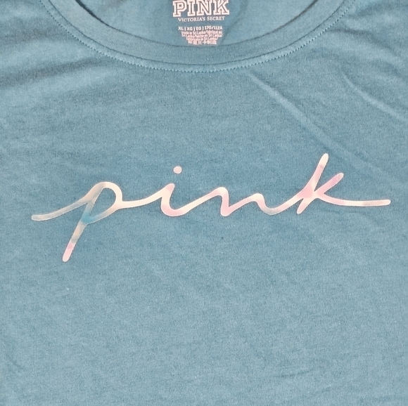 Victoria's Secret Pink Shirt Casual Crew Neck Short Sleeve Pullover Blue XL - Picture 6 of 6